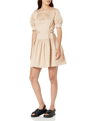 Shoshanna Sawyer Khaki Cotton Mini Dress - Natural