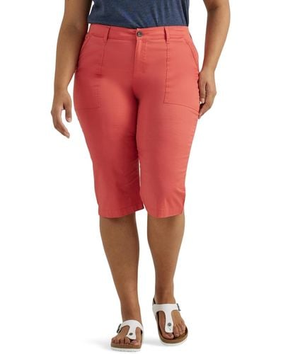 Lee Jeans Plus Size Ultra Lux Comfort With Flex-to-go Utility Skimmer Capri Pant - Red