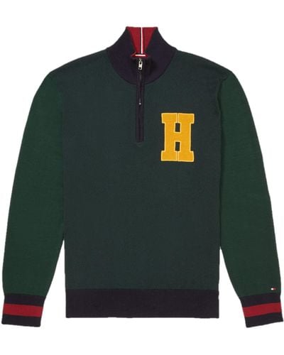 Tommy Hilfiger Adaptive Quarter Zip H Sweater With Zipper Closure - Green