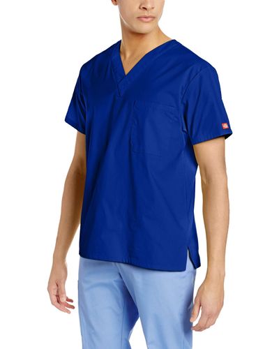 Dickies Cherokee Mens Signature V-neck Medical Scrubs Shirts - Blue