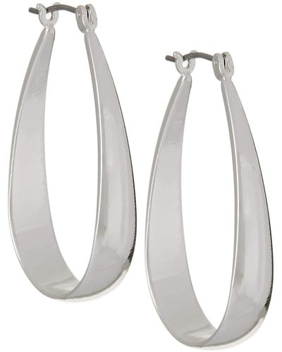 Napier Medium Wide Tapered Oval Hoop Earrings - Metallic