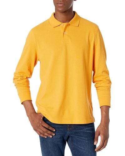 Amazon Essentials Regular-fit Long-sleeve Pique Polo - Yellow