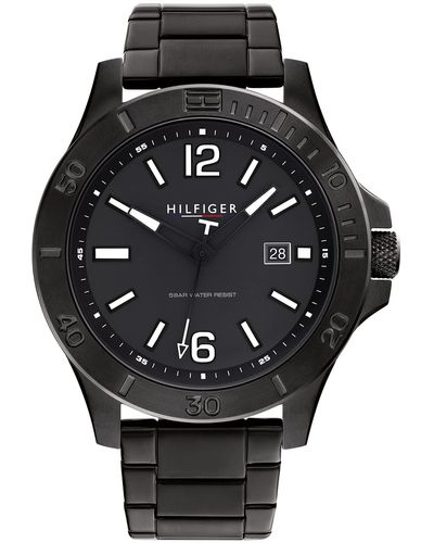 Tommy Hilfiger Quartz Stainless Steel And #tide Ocean Recycled Plastic Nylon Strap Watch - Black