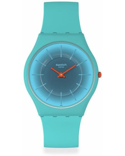 Swatch Casual Blue Watch Bio-sourced Material Quartz Radiantly Teal
