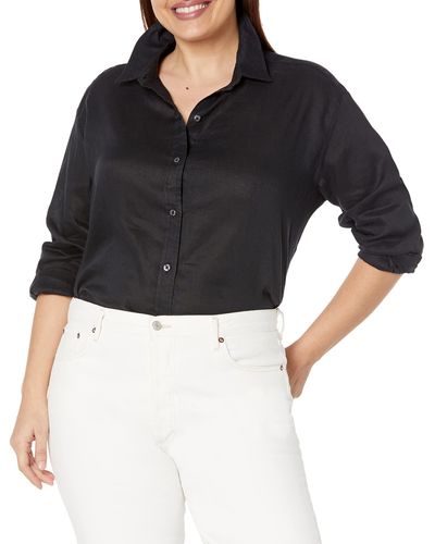 Rafaella Easy Linen Long Sleeve Button-down Shirt - Black