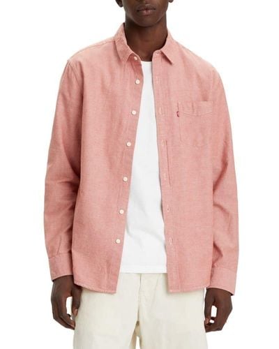 Levi's Classic 1 Pocket Long Sleeve Button Up Shirt, - Pink