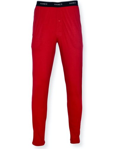 Hanes Knit Pant With Elastic Waistband - Red