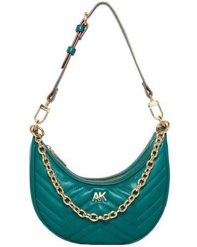 Anne Klein Quilted Crescent Shoulder Bag With Swag Chain - Green