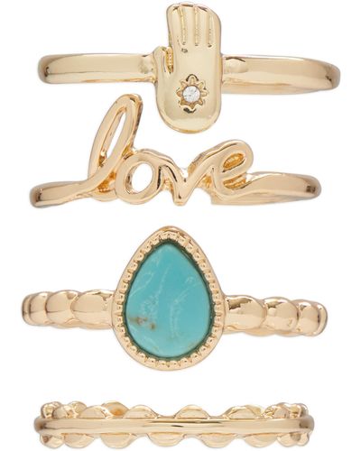 Lucky Brand Turquoise Love Ring Stack - Blue