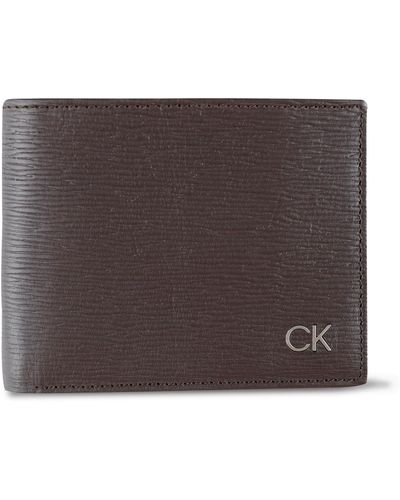 Calvin Klein Rfid Extra Capacity River Print Slimfold Wallet - Brown