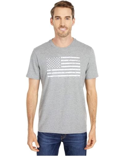 Life Is Good. Standard Crusher Graphic T-shirt Classic American Flag Usa - Gray