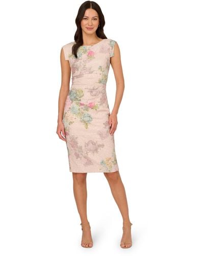 Adrianna Papell S Matelasse Cocktail Dress - Pink