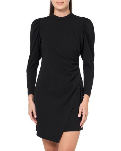 Donna Morgan Leg O' Mutten Sleeve Side Draped Mini Dress - Black