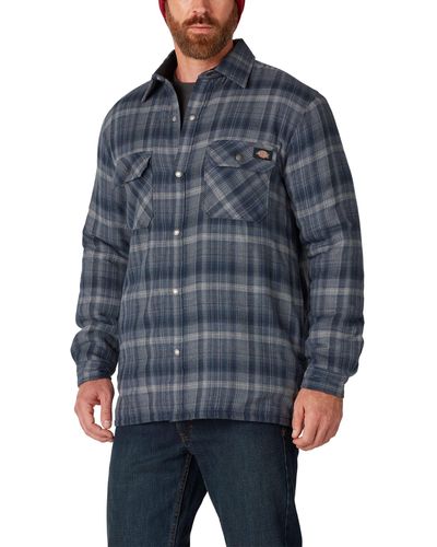 Dickies Mens Sherpa Lined Flannel Shirt With Hydroshield Jacket - Blue
