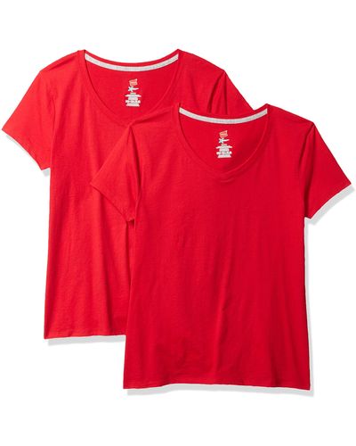 Hanes X-temp V-neck T-shirt-2 Pack - Red