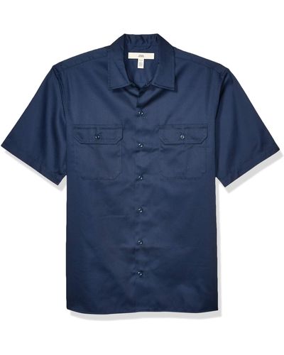 Amazon Essentials Short-sleeve Stain And Wrinkle-resistant Work Shirt - Blue