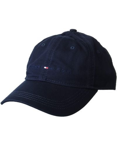 Tommy Hilfiger Cotton Logo Adjustable Baseball Cap Hat - Blue
