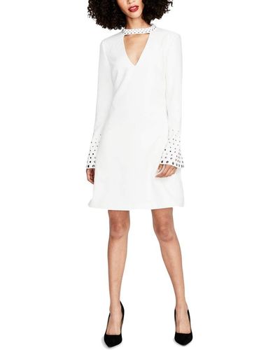 Rachel Roy Embellished Slv Fit And Flare - White