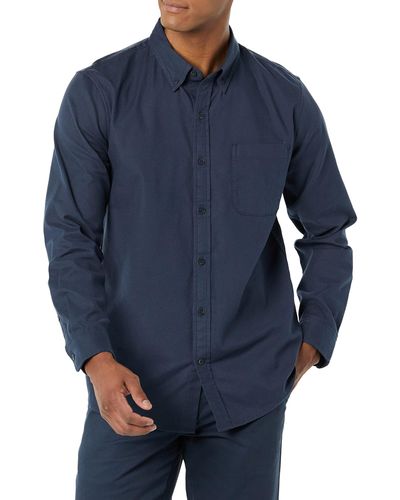 Goodthreads Standard Fit Long Sleeve Stretch Shirt With Pocket - Blue