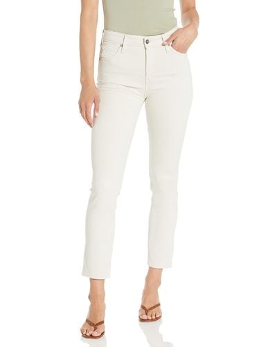 AG Jeans Mari High Rise Slim Straight Crop Pant - White
