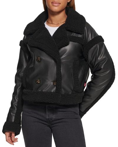Levi's Sherpa Lined Cropped Moto Jacket - Black