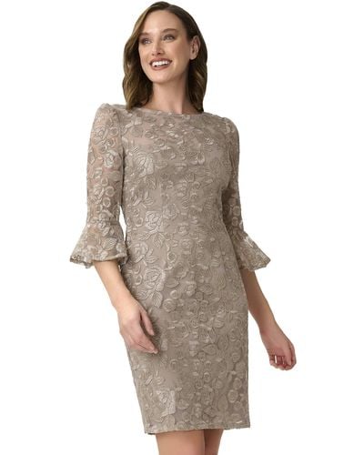 Adrianna Papell Rosie Embroidery Sheath Dress - Brown