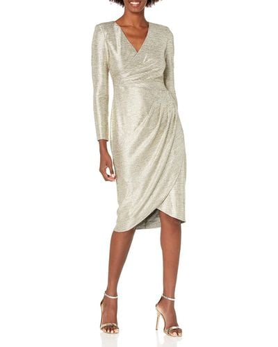 Adrianna Papell Foiled Jersey Wrap Dress - Metallic