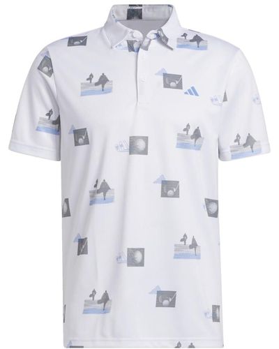 adidas Allover Printed Polo Shirt - Blue