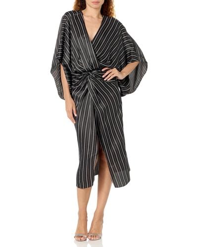 Ramy Brook Allyson Striped Midi Dress - Black