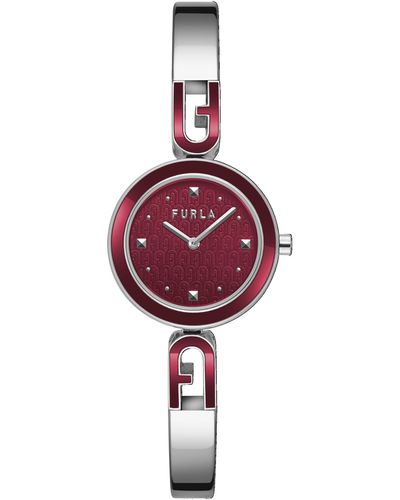 Furla Stainless Steel W/red Lacquer Bracelet Watch