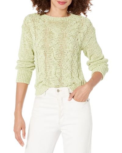 Vince Textured Cable Crew,pale Lime,small - Natural