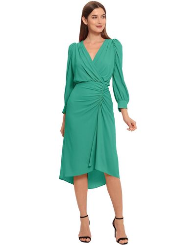 Maggy London Long Sleeve Catalina Crepe Dress Workwear Event Guest Of Wedding - Green
