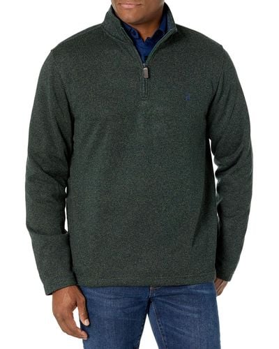 Izod Big & Tall Big Advantage Performance Quarter Zip Sweater Fleece Solid Pullover - Green