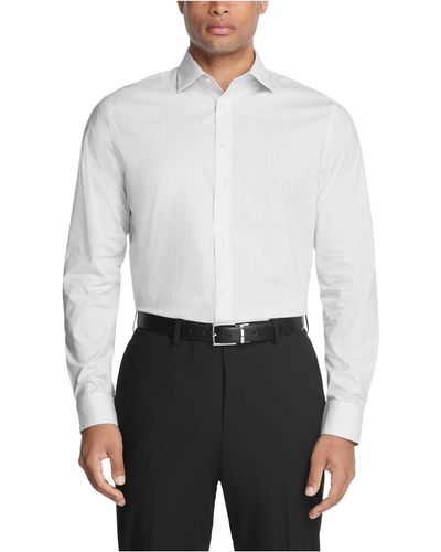 Calvin Klein Dress Shirt Non Iron Stretch Slim Fit Stripe - White
