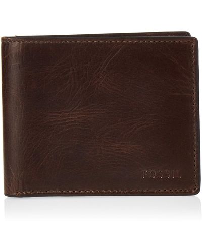 Fossil RFID-Geldbörse mit Klappdeckel Reisezubehör-Faltbare Brieftasche - Braun