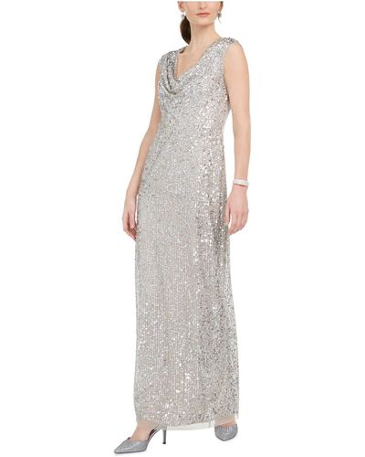 Adrianna Papell Long Beaded Dress - Multicolor