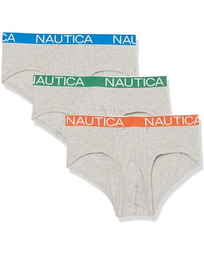 Nautica Mens 3 Pack Cotton Stretch Briefs - Gray