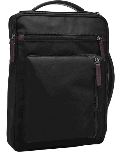Fossil Buckner Fabric Small Convertible Travel Backpack And Briefcase Messenger Bag - Black