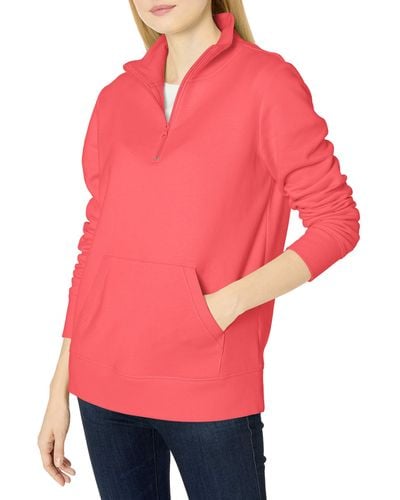 Amazon Essentials Long-sleeve Fleece Quarter-zip Top - Pink