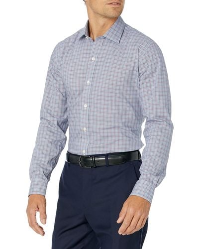 Buttoned Down Slim Fit Spread Collar Pattern Dress Shirt - Blue