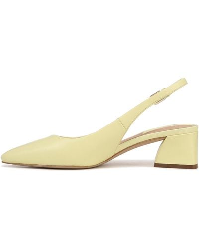 Franco Sarto S Racer Slingback Low Block Heel Pointed Toe Pump Citron Yellow Leather 6 M - Natural