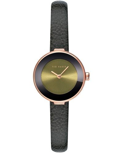 Ted Baker Watches Lenara Stainless Steel Quartz Watch With Leather Calfskin Strap - Black