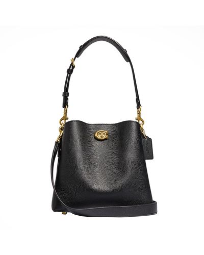 COACH Willow Pebbled Leather Bucket Bag - Black