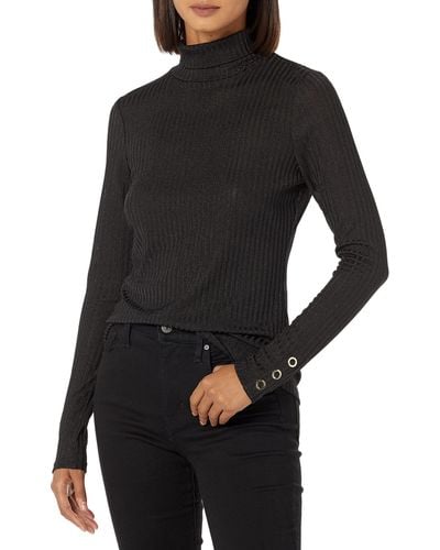 DKNY Basic Essential Long Sleeve Knit Top - Black