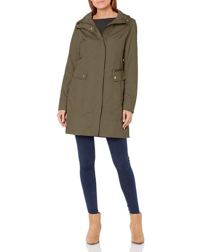 Cole Haan Womens Packable Hooded Rain With Bow Jacket - Natural
