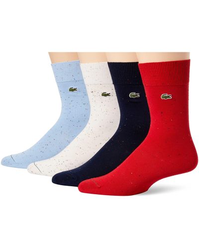 Lacoste Mens All-over Print Dotted Knitted 3 Multi Pack Solid Jersey Ankle Socks - Blue
