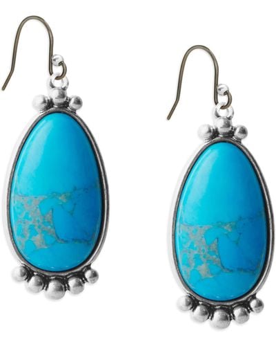 Lucky Brand Turquoise Statement Drop Earring,silver,one Size - Blue