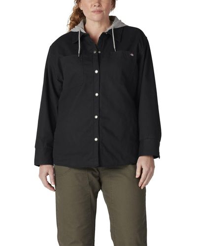 Dickies Size 's Plus Hooded Duck Shirt Jacket - Black
