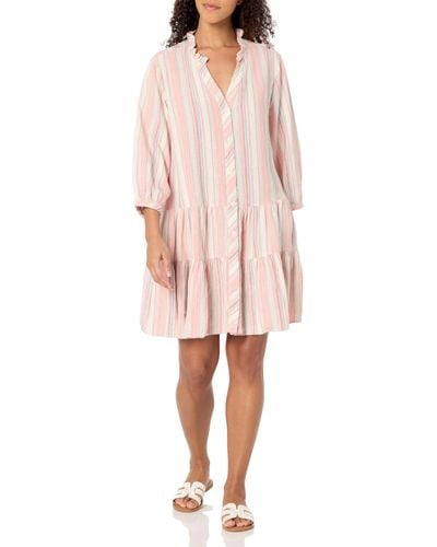 Tommy Hilfiger 3/4 Sleeve Button Through Shirt Dress - Pink