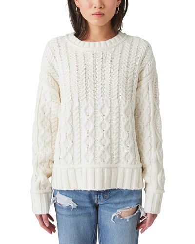 Lucky Brand Cable Crew Sweater - White